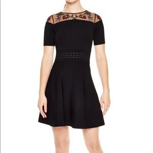 Sandro Black Chaza Embellished Neck Knit Dress b3a